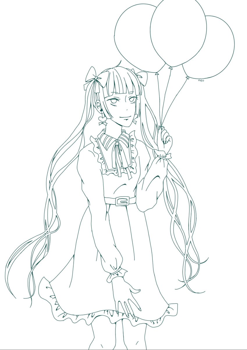 Neo メルヘン ゆめかわ よく分かんないけど女の子の絵です こんな下手な線画でよければ 誰か色塗ってください M M イラスト