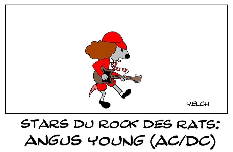 BlaguesDessins's tweet photo. Le #DessinDePresse de Yelch : Stars du rock des rats : Angus Young (AC/DC)
Retrouvez les dessins de Yelch sur le site
https://t.co/ui8kXp4zzi
#DessinDeYelch #Ratpsodies #LesRatsdeYelch #Rats #Yelch #Humour #StarsDuRock #GroupeDeRock #AngusYoung #AngusMcKinnonYoung #ACDC #Duckwalk https://t.co/QqPAwTiUWH