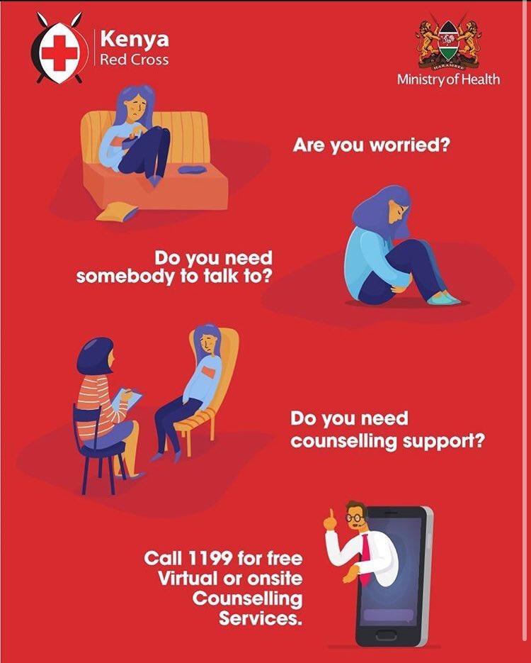  @KenyaRedCross Call 1195 for free virtual or onsite Counselling services