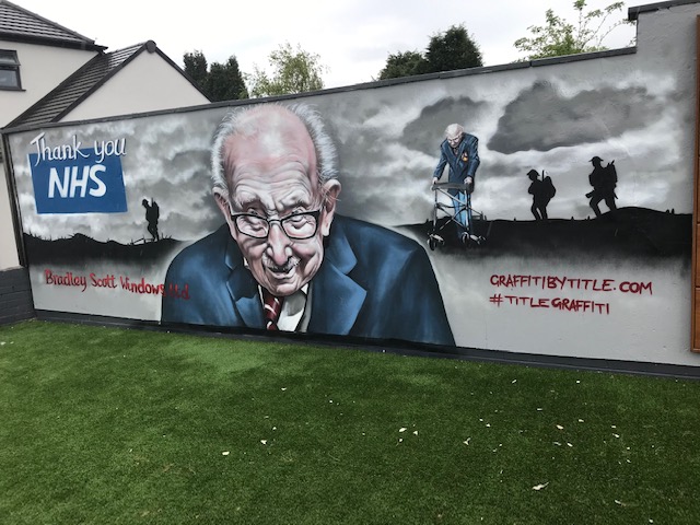 p0ppyapple's tweet photo. Happy 100th Birthday to Captain Tom Moore, a true hero. He has now raised over £30 million for the NHS. Amazing! 

What a great tribute. https://t.co/JbVxbXhbPR