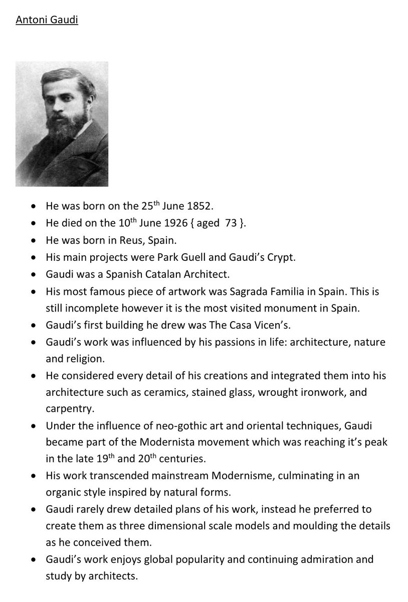 StPhilipsY62's tweet photo. The children have started to research the architect Antoni Gaudí including his life and work and presented their research in different ways. #StPhilipsArtY6 https://t.co/oHErfzZ5b1