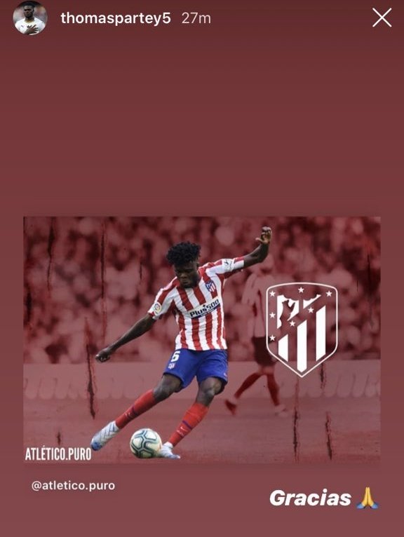 Interesting update on Thomas Partey's Instagram story... (Thanks to  @Ollie_Thorpe for the heads up).