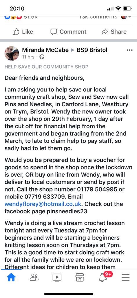 AnniesEvents's tweet photo. Please support struggling #craft shop Pins ad Needles in WOT #Bristol .orders taken online Facebook ..details in photo https://t.co/lFW24zBfBN