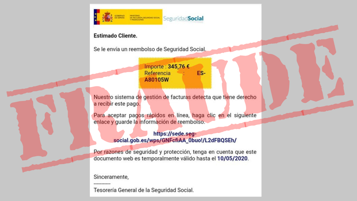 info_TGSS's tweet image. ⚠️ ¡¡NO!! La Seguridad Social no te pedirá tus datos personales ni tus datos bancarios por correo electrónico.

⛔️Este tipo de correos es FALSO, no caigas⛔️