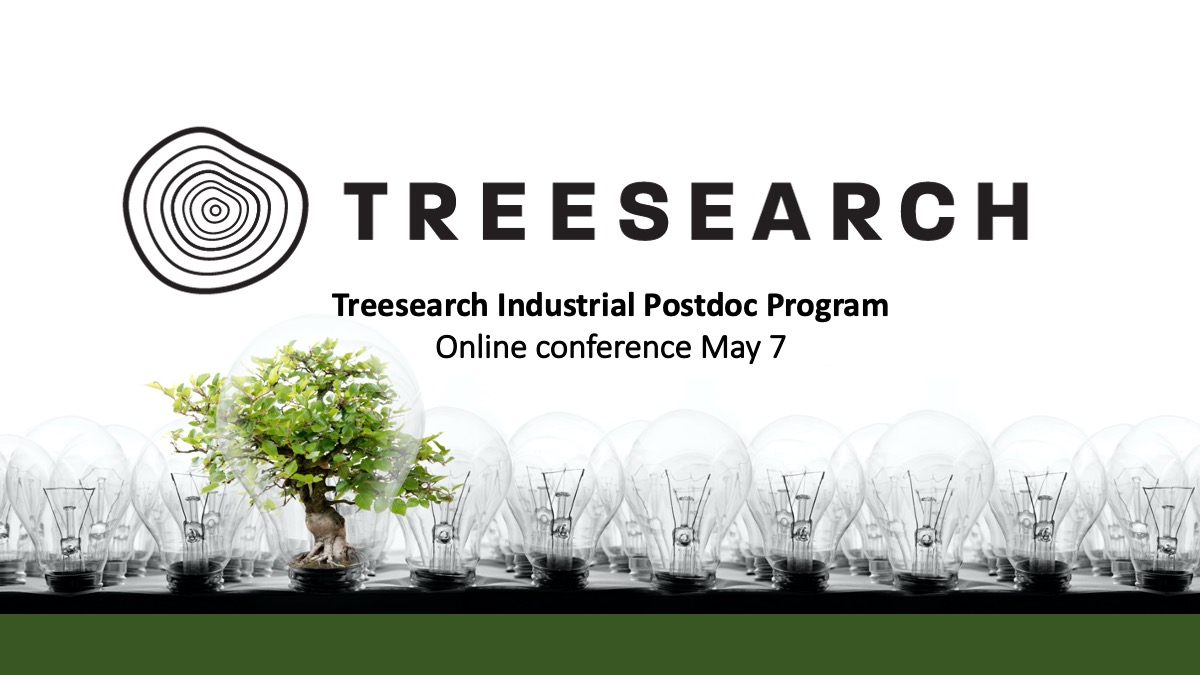 I Treesearch Industrial Postdoctor Program har företagen inom Treesearch tagit industriutmaningar till forskningsprojekt på universiteten. Den 7 maj har du chans att ta del av 8 av dom i en online-konferens. 
Välkommen att  registrera dig och läsa mer på treesearch.se/treesearch-ind…