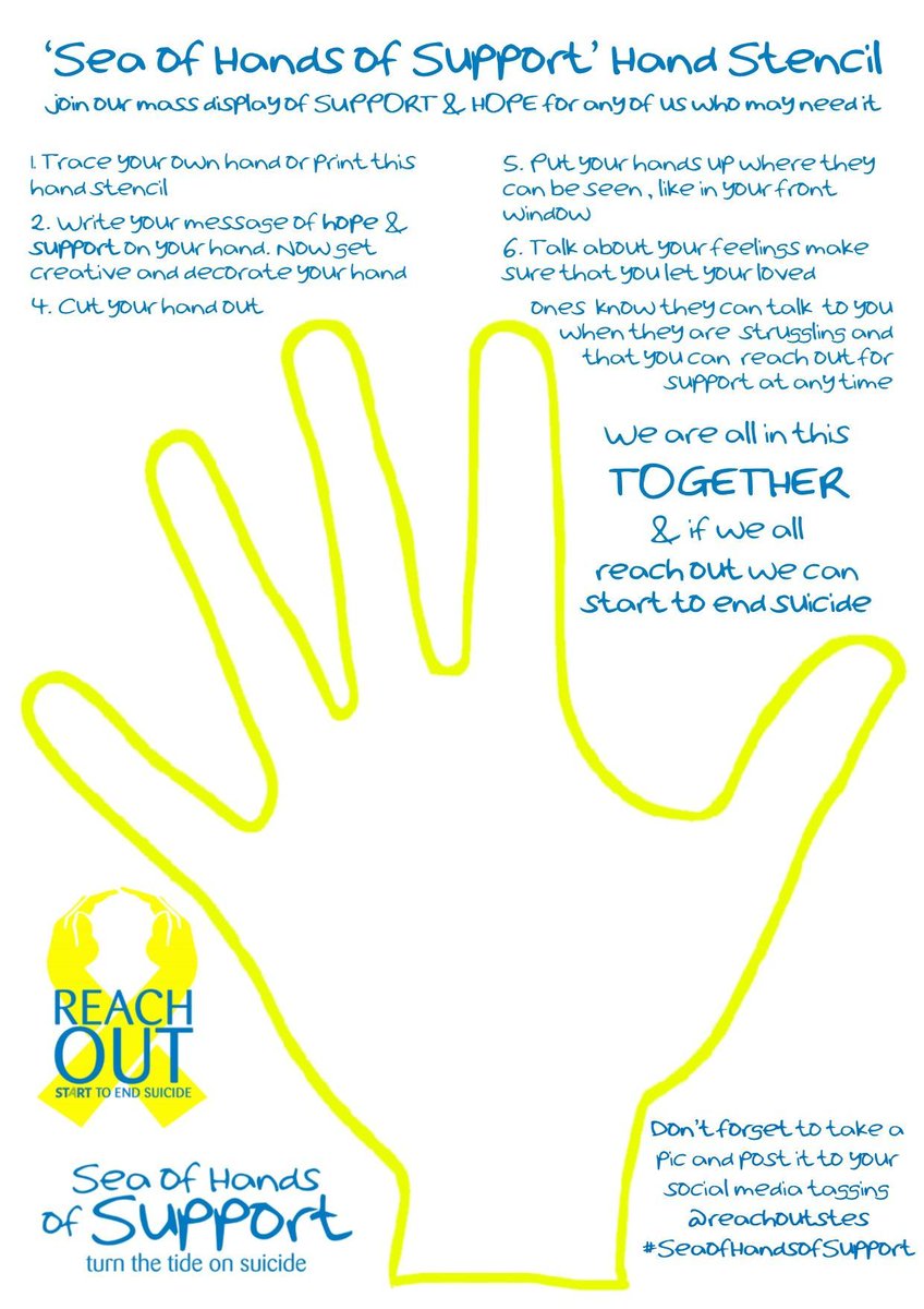 reachoutstes's tweet photo. Put your hands up in support of our key workers, our furlong staff, our workers from home, our artists, our stay at homers, our neighbours, our friends, our family, join #SeaofHandsofSupport by crafting your own hand of support here... https://t.co/8ooZS230ub