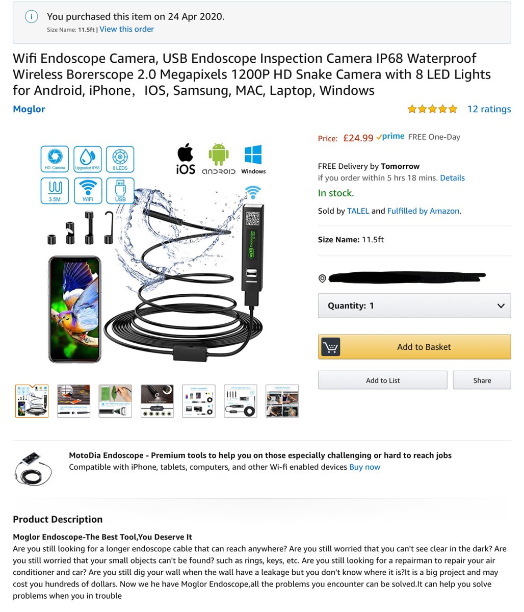 ravingreviewers's tweet image. Our first review: WiFi Endoscope Camera purchased on @amazon.  

👍 Our  Rating  -  9/10  
👍 Would  Recommend

Please see  image  for  full  review 🛍🙂

#ProductReviews #onemorereview #amazonpurchase #Amazon