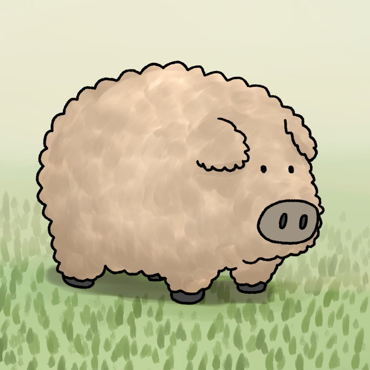 テツロウ ヒツジみたいなブタ マンガリッツァ マンガリッツァ ブタ イラスト