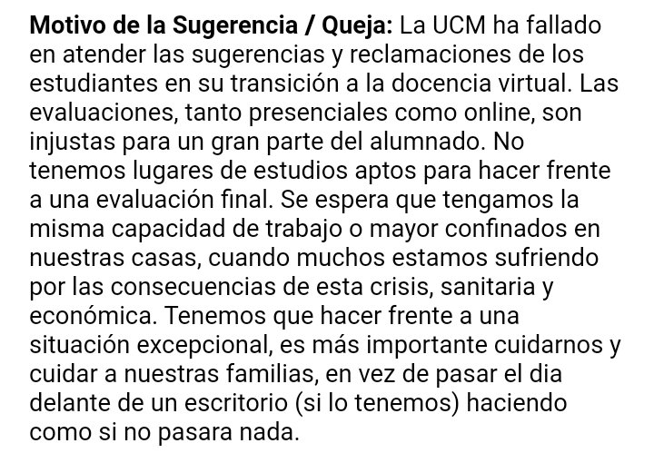 marinuskii_arc's tweet photo. Llevamos más de 45 días confinadas en casa y parece que la @unicomplutense no se da cuenta de ello. La docencia virtual es injusta y deja atrás a la mayoría de nosotras y también a los profesores, que estamos sufriendo con todo esto. Necesitamos una solución ya!!! #EscuchaUCM https://t.co/fISUiYeKWa