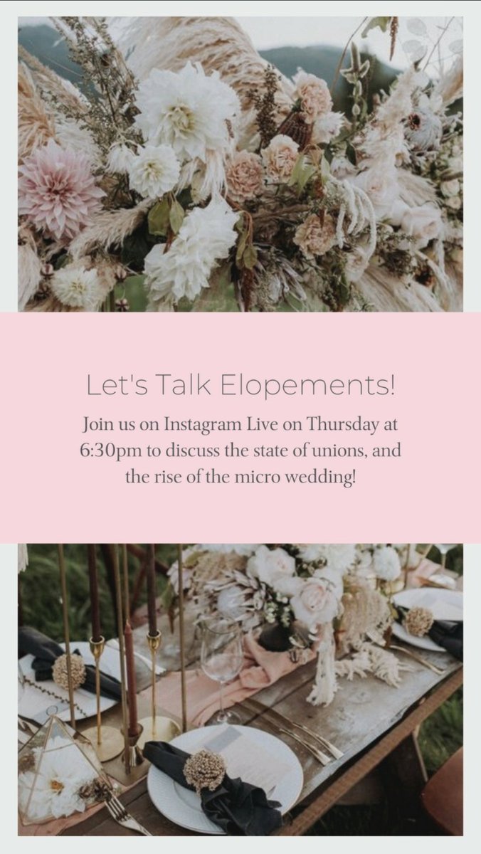 EventsByWhim's tweet photo. Join us on instagram live tonight on @unionsociete to discuss the rise of the micro wedding and how we are bringing accessible luxury elopements to Toronto! https://t.co/jSBjUFU0HV