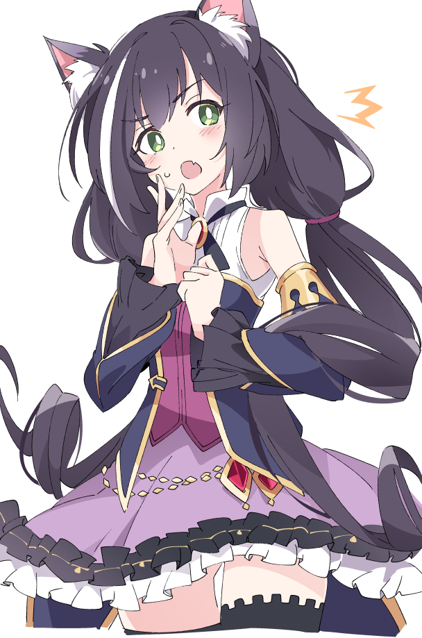 karyl (princess connect!) 1girl white pupils solo animal ears bright pupils black hair green eyes  illustration images