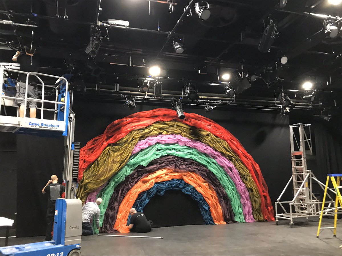 MSETarts's tweet photo. Sending this Rainbow from all of us at M-SET to all frontline workers including our teacher colleagues still working for vulnerable children  (this photo of our set being built was taken before lockdown - it has a new meaning for us now - Thank You!) https://t.co/okPqSqbdoQ
