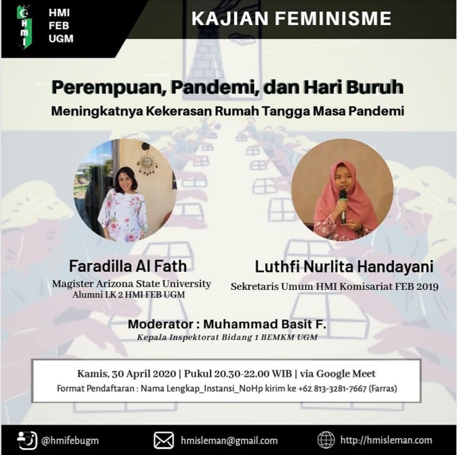 FulbrightID's tweet photo. #FulbrighterVirtualEvent - malam ini, 30 April, Faradilla Al-Fath (2018 Fulbright MA) yang sedang menempuh studi kebijakan publik di Arizona State University, AS bersama HMI FEB UGM akan berbicara mengenai perempuan, pandemi dan hari buruh. Geser 👈 untuk e-poster acaranya. https://t.co/uUhoOwUSL3