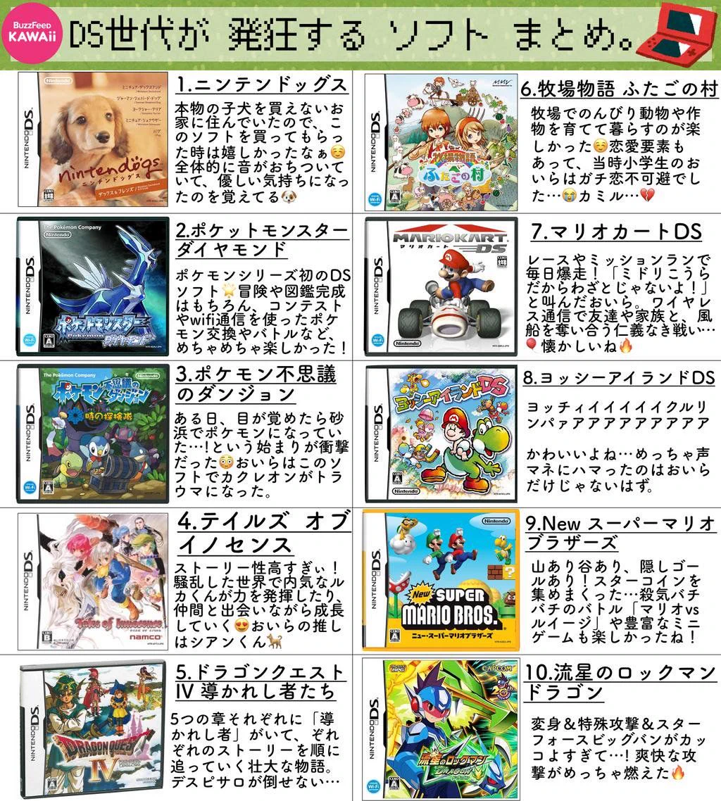 今でもプレイしたくなる？DS世代が発狂するソフトまとめwww