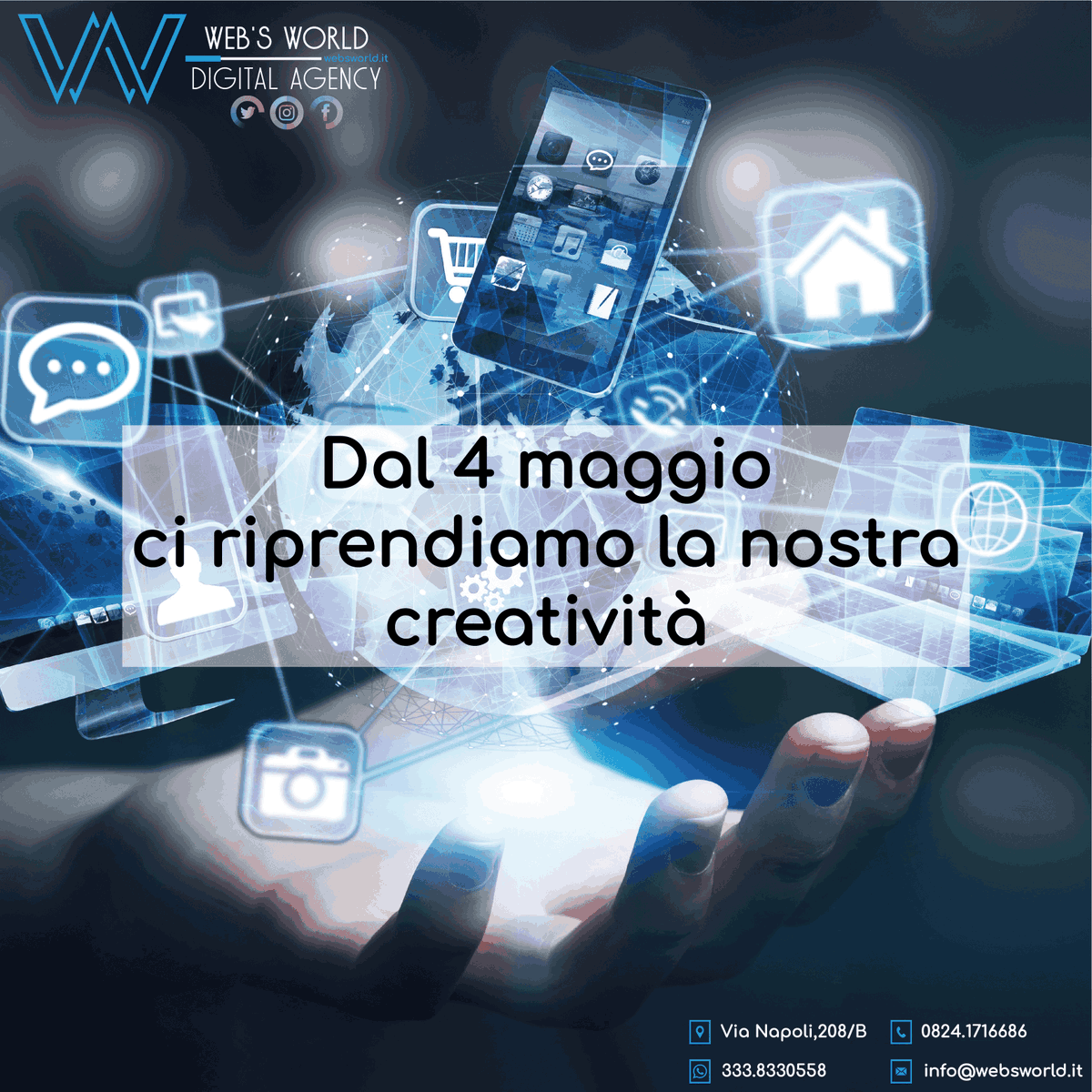 WebagencyBN's tweet photo. 𝙇𝙖 𝙘𝙧𝙚𝙖𝙩𝙞𝙫𝙞𝙩𝙖̀ 𝙚̀ 𝙘𝙤𝙣𝙩𝙖𝙜𝙞𝙤𝙨𝙖. 𝙏𝙧𝙖𝙨𝙢𝙚𝙩𝙩𝙞𝙡𝙖❤️
✅Voglia di ripartire
🇮🇹Scopri il nostro pacchetto di Digitalizzazione Solidale 👉 https://t.co/qfdPRxOeUB
🌐Siamo la tua presenza online https://t.co/7dyXGMIeX5