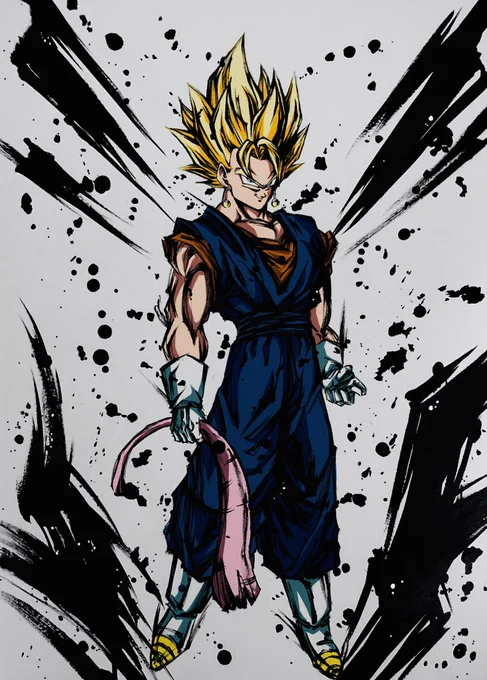 戦いながらも敵に指導するベジット最高です。
#ドラゴンボール  #ベジット #墨絵
#イラスト 