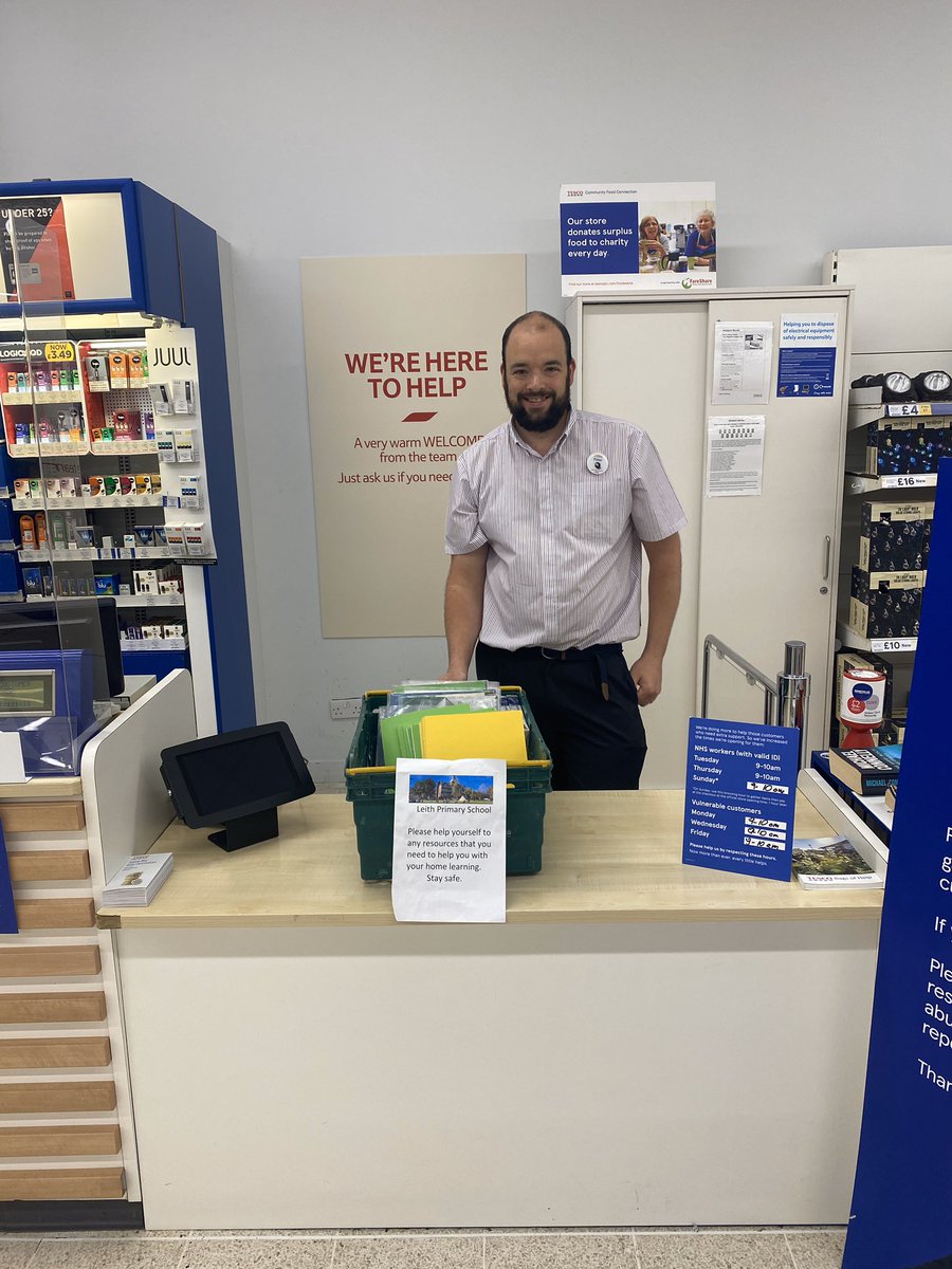 Leith_Primary's tweet photo. We are SO grateful to our 2 local supermarkets @Tesco &amp; @Lidl who have taken jotters, pencils &amp; rubbers to distribute during school closures. If you run out of any of the above, pop to the customer service desk and ask for some more😊Thank you so much!#teamleith #communitysupport https://t.co/DHBsBopGAK