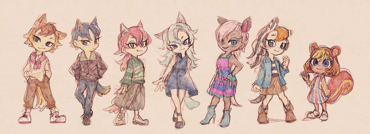 「森の擬人化ぽいものらくがき、島民+α 」|あすのイラスト
