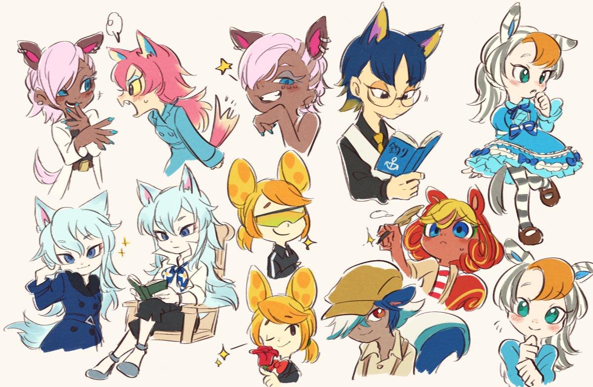 「森の擬人化ぽいものらくがき、島民+α 」|あすのイラスト