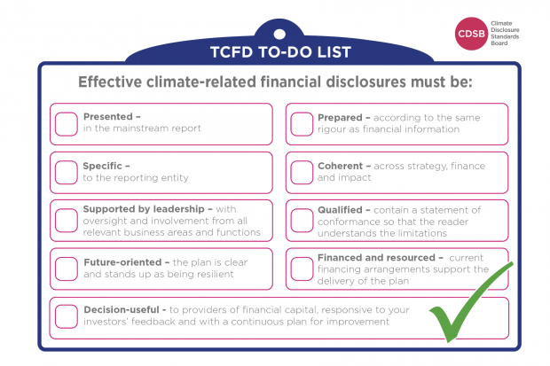CDP's tweet image. How do you know your organisation has met the TCFD recommendations?

Follow the 9 steps in the TCFD to-do list to ensure that you&apos;re making effective climate-related financial disclosures: fal.cn/37PlB #TCFDAction