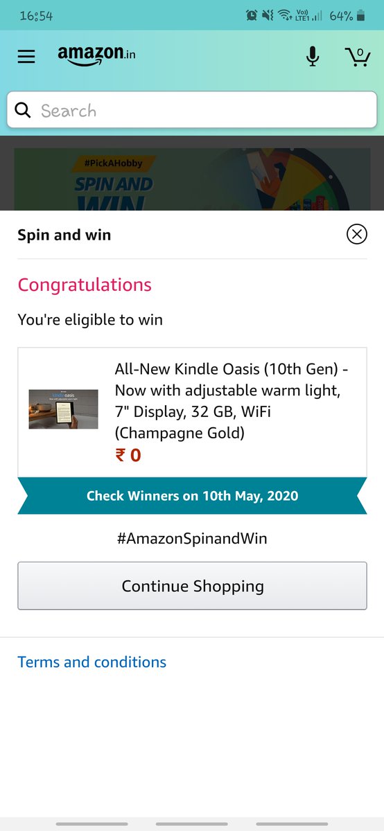 SahaBedanto's tweet photo. Yeah participated in this Amazon quiz nd stand a chance to win this. Participate in this quiz guys... 
#AmazonSpinandWin https://t.co/i9ZZH8ldX9