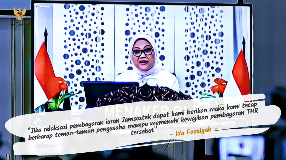 "Dan sebagaimana biasa kami juga membuka posko pengaduan bersama dengan Dinas Ketenagakerjaan seluruh Indonesia untuk memantau pembayaran THR yang selama ini sudah berjalan pada umumnya", ujar <a href="/idafauziyah/">Ida Fauziyah</a> usai Rapat Terbatas, Kamis (30/4).

youtu.be/iAbt2UnokyQ
