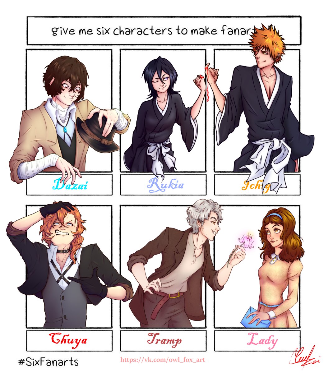 #BLEACH #Ichiruki #Disney #ladyandtramp #SixFanartsChallenge #sixarts #bungoustraydogs #DazaiOsamu #ChuyaNakahara #soukoku #bsd