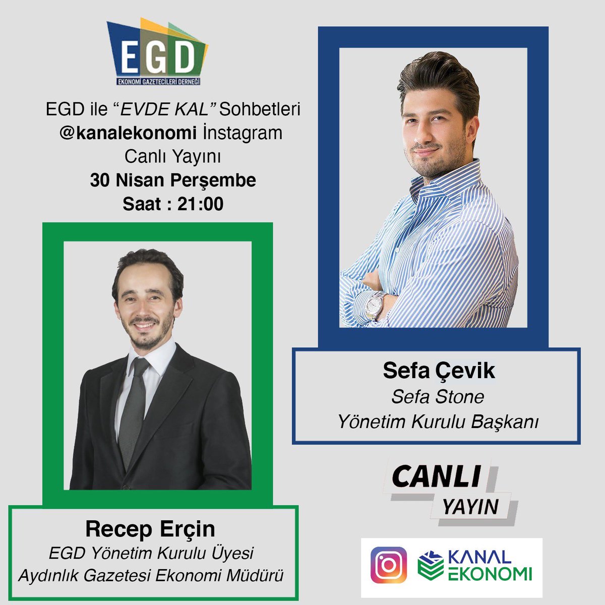 KanalEkonomi's tweet photo. Sefa Stone Yönetim Kurulu Başkanı Sefa Çevik EGD ile #evdekal Sohbetlerinde Aydınlık Gazetesi Ekonomi Müdürü Recep Erçin’in konuğu olacak. ⏳Canlı Yayın bu akşam 21:00 de kanalekonomi İnstagram sayfasında 📍@mrecepercin @EGD_EGD
#ekonomi #recepercin #sefacevik #amerika https://t.co/NCoahBPtb7