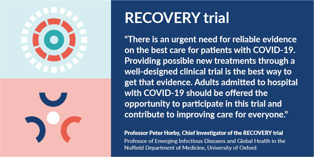 Over 8,000 participants are taking part in the NIHR-supported RECOVERY trial, assessing a range of potential #COVID19 treatments. Data will be regularly reviewed so effective treatments can be quickly identified &amp; made available to all patients bit.ly/2xCb0yi <a href="/UKRI_News/">UK Research and Innovation</a>
