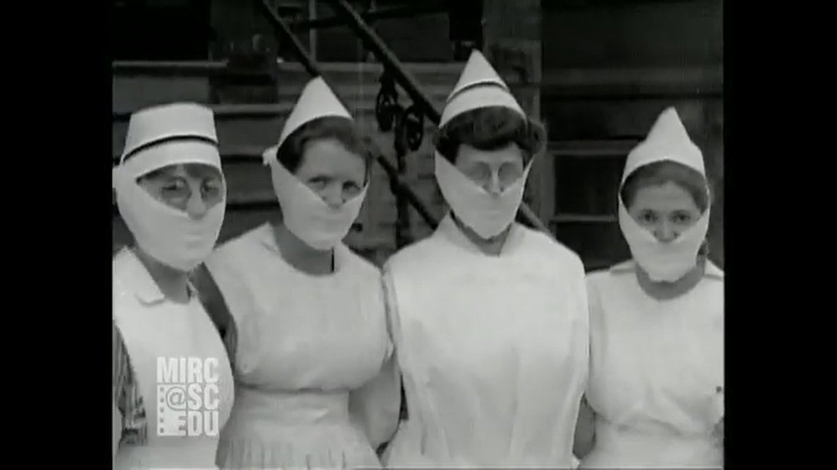 Adding a film from the United States that demonstrates the use of influenza masks in 1920  more info at  @UofSC Merci, Laure  @CinemathequeU et  @fiaf1938 pour le tip!