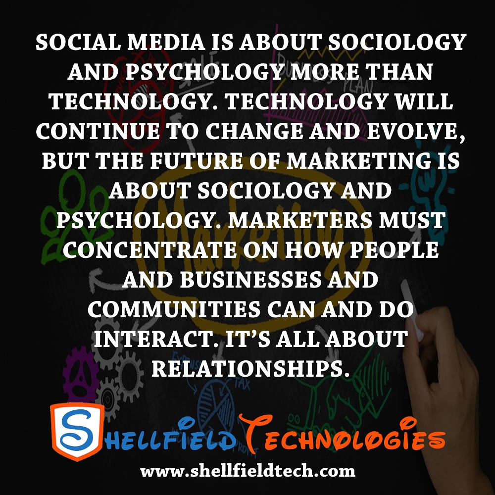 shellfieldtech's tweet photo. Social media is about sociology and psychology more than technology.

Technology will continue to change and evolve, but the future of marketing is about sociology and psychology.

#marketing #digitalmarketing #socialmedia #socialmediamarketing #business https://t.co/2fE0NQVP2k