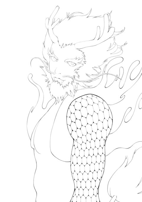 勢いに任せて描いてしまったが、
どうしようかという線画ができました。 