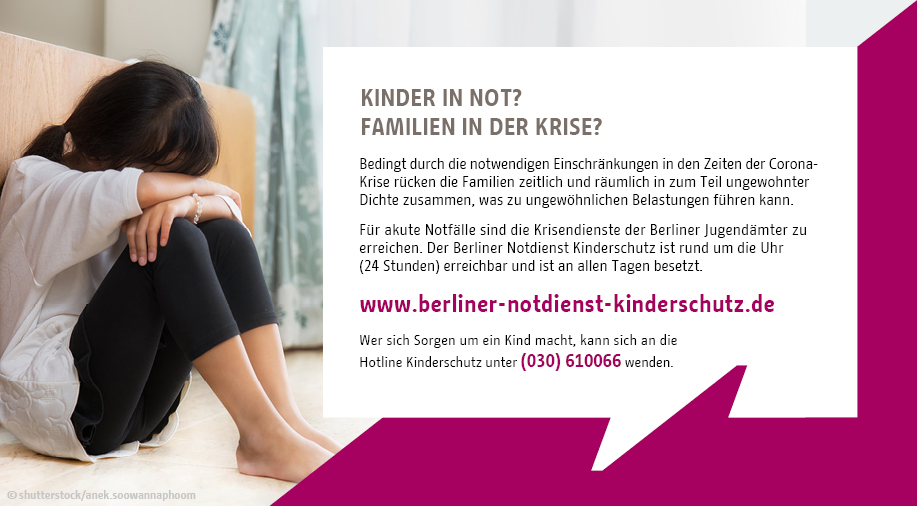 SenBJF's tweet photo. Heute ist Tag der gewaltfreien Erziehung! Besonders in Zeiten von Corona braucht #Kinderschutz unsere Aufmerksamkeit. Wenn Kinder in Not sind oder Familien in der Krise: Hotline Kinderschutz📞(030) 610066 vertraulich &amp; jederzeit erreichbar #TagdergewaltfreienErziehung @DKSB_Bund https://t.co/Z56WGTx81B
