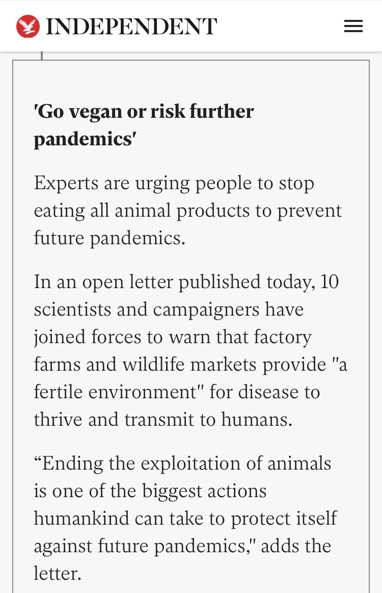 Vegans have said this for years, yet we have been portrayed as crazy, the truth ignored &amp; society has been encouraged to laugh at us, rather then see all the benefits for health, animals and the planet, in being vegan. I think we are owed a Huge apology! 🌱 #GoVegan