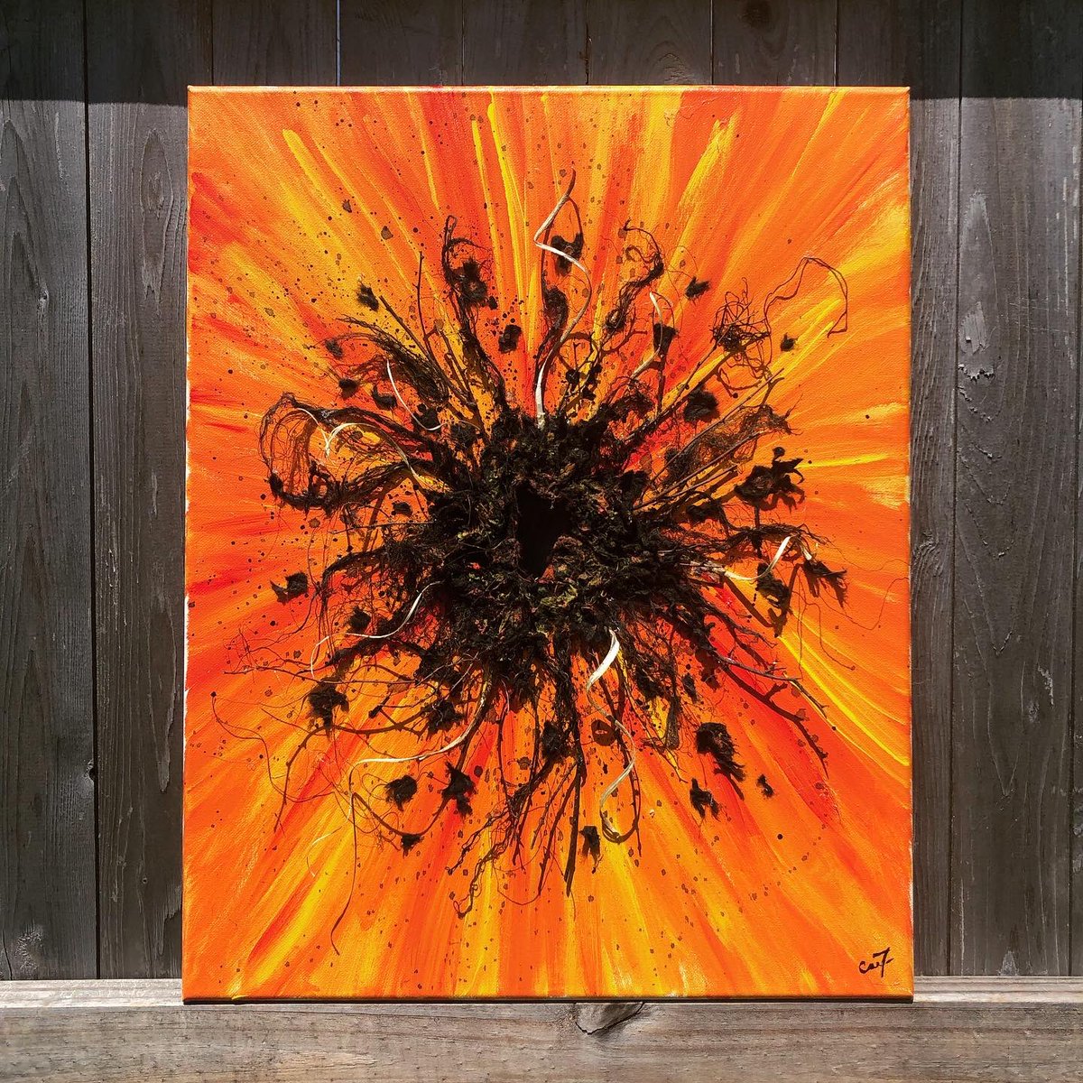 ctupperart's tweet photo. ‘Explode’, Mixed Media Collage on Canvas, 20”x16” 💥
.
.
.
#abstractcollage #acrylicpainting #abstractart #abstractcollage #collage #mixedmediaart #boom #redandorange #collageartist  #firetones #expressiveart #artoftheday #newpiece https://t.co/bdv8jvjtMr