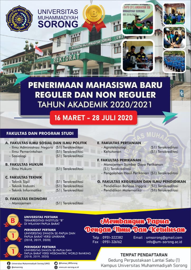 Universitas Muhammadiyah Sorong Menerima Mahasiswa Baru Tahun Akademik 2020 2021