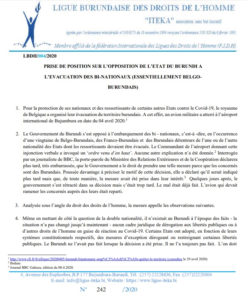 Ligue Iteka on Twitter: "Prise de posit° sur l’opposit° de l’Etat du ...