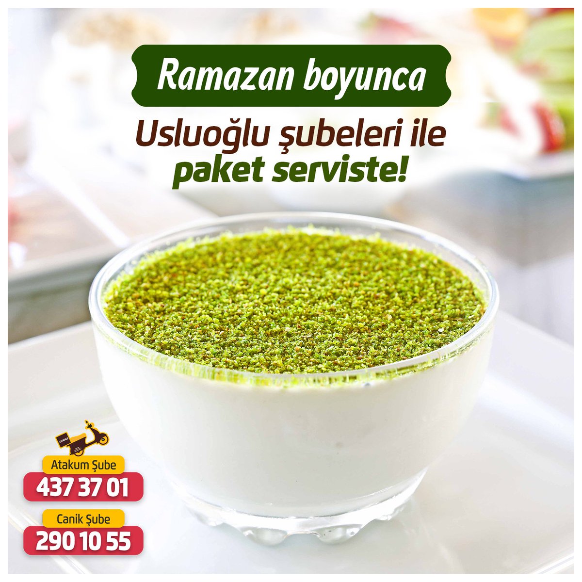 Ramazan boyunca Usluoğlu şubeleri ile paket serviste! 
Canik Şube: 0362 228 15 42 
Atakum Şube: 0362 437 37 01#usluoğlu #paketservis #ramazan #iftar #keyif #samsun