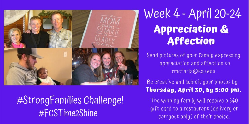 Join the #StrongFamilies Challenge!  Today is the Deadline for Week 4! For more information, please go to frontierdistrict.k-state.edu/family/strong-…

#FCSTime2Shine #FrontierExtensionDistrict