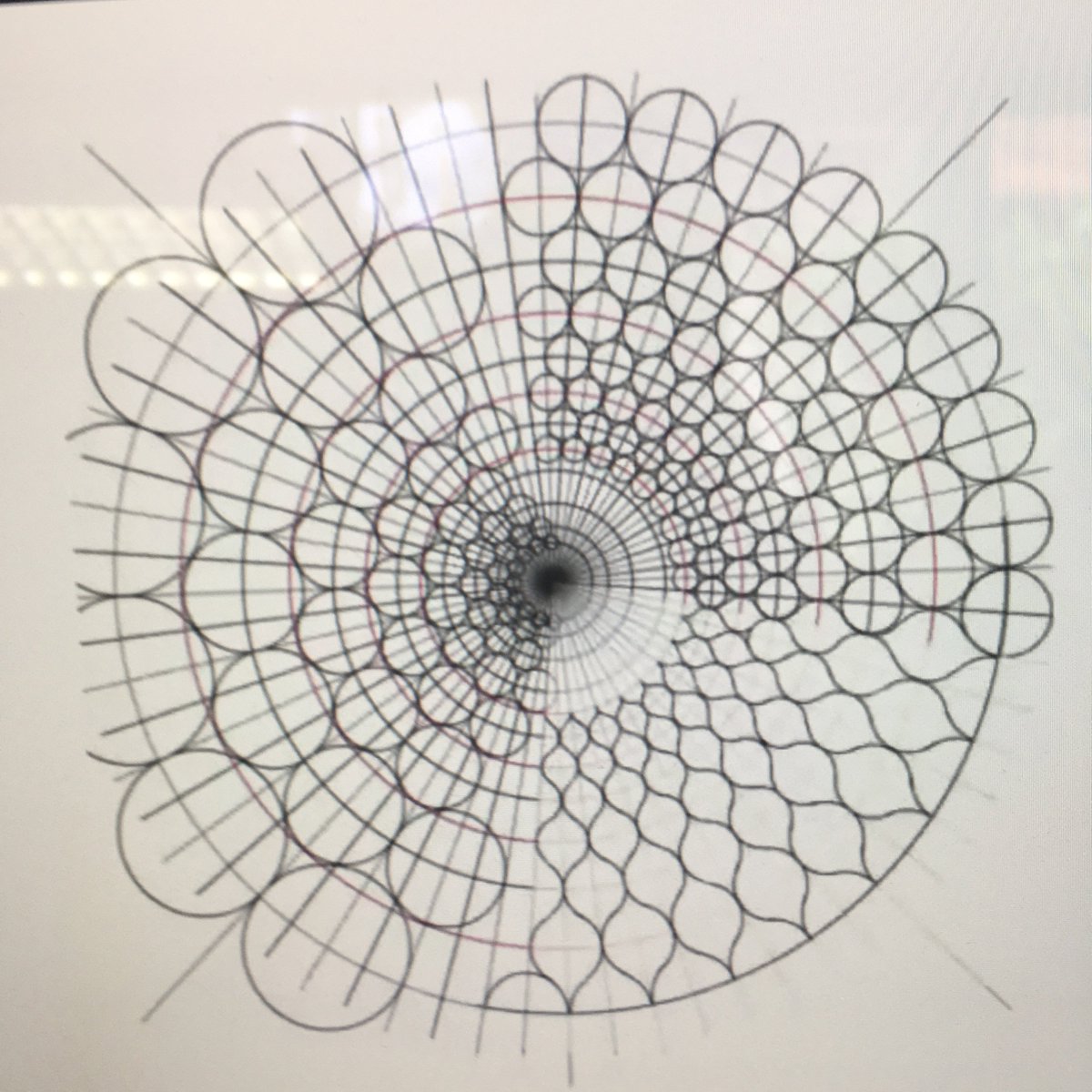 MiekeSiemons_en's tweet photo. Best hours of the week: drawing #artofislamicpattern with the online classes by Adam Williamson. Today we will construct this gorgeous pattern from the Lofallah dome. https://t.co/PQxIMJ3kOe