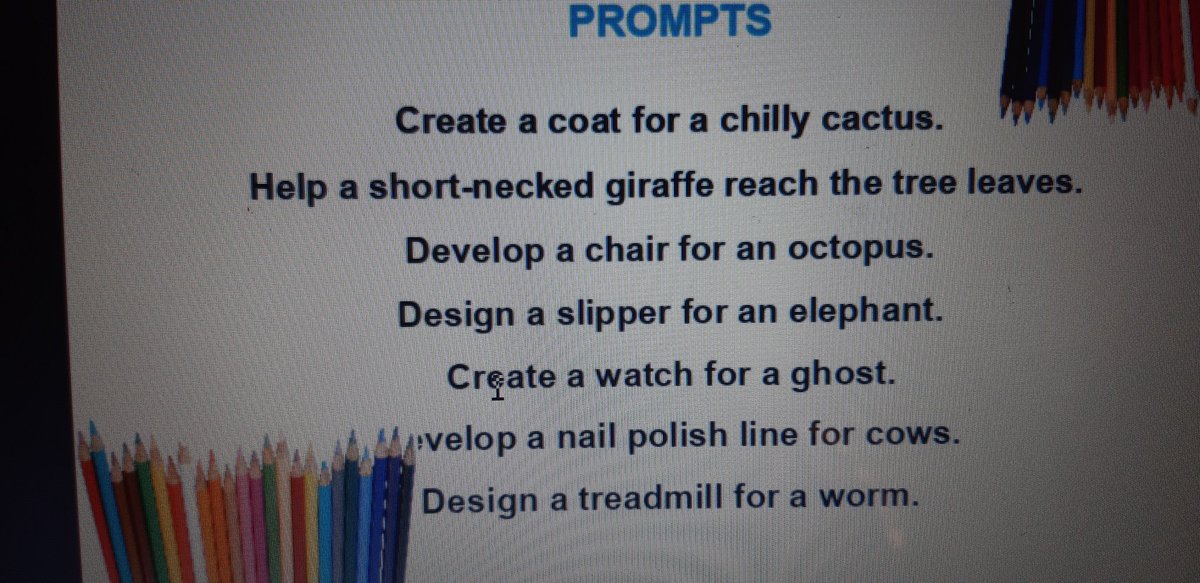 MsD22417591's tweet photo. #creativity and genius are friends at EM Rollins..
The creativity challenge for Art
#Shoutout to Harry Cheek: 
Who chooses to make a watch for a ghost.
Lists the constraint as " must be invisible"
And submits a blank page showing his design!! 
100% Impressed,! https://t.co/GKoBO1wB1C