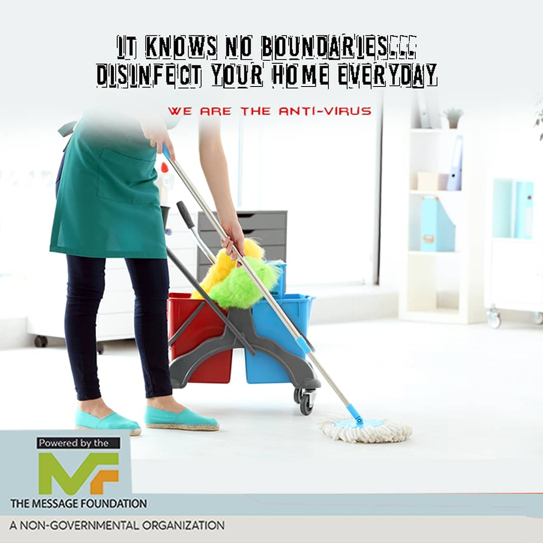 TheMessage_F's tweet photo. Clean and disinfect your house everyday to kill germs.
#themessagefoundation
#limelightmedia
#disinfectant
#covid_19π·
#staysafe
#sanitize
#ngo https://t.co/UcP3hZJgVT