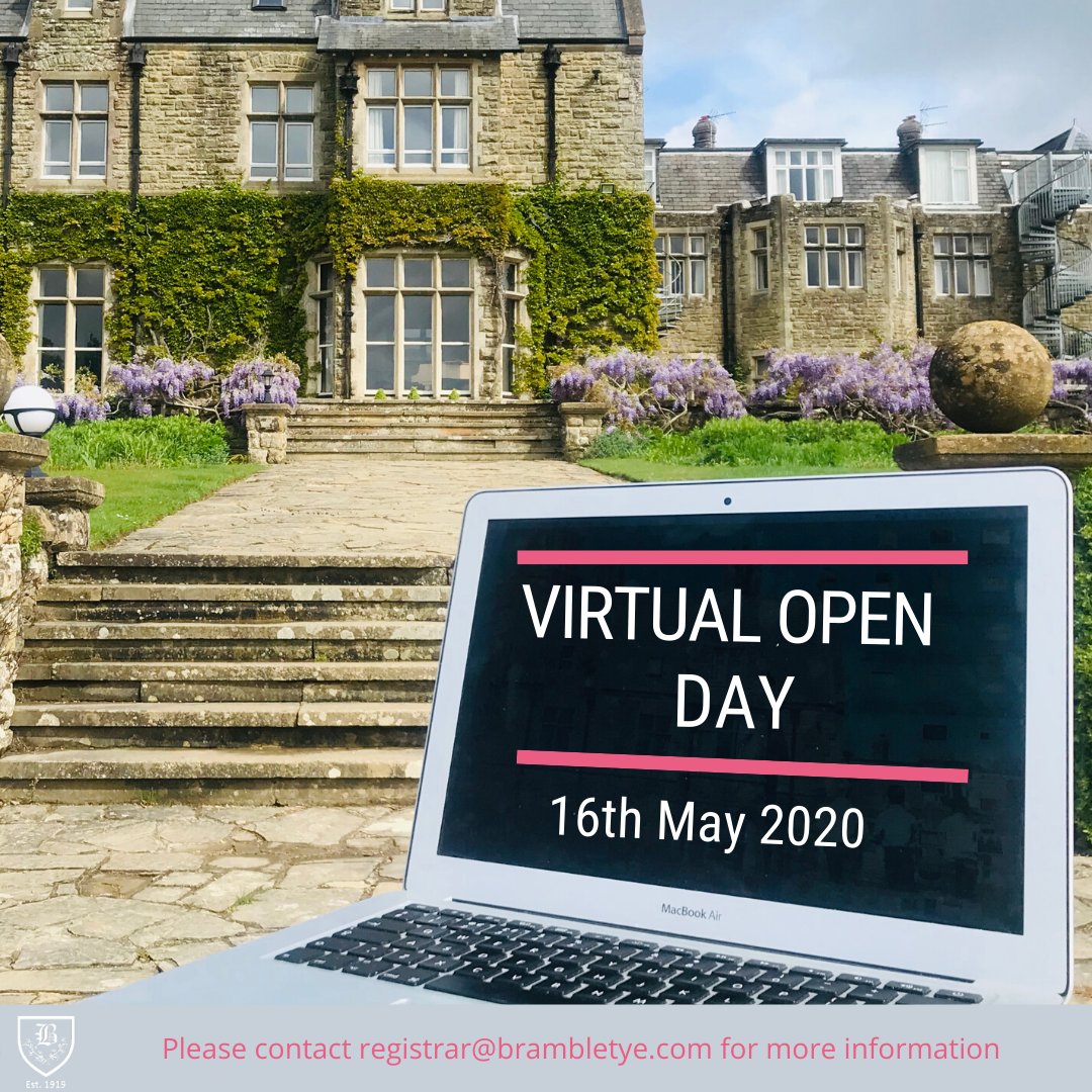 Brambletweet's tweet photo. We are holding a Virtual Open Day on 16th May 2020.  You'll go on a virtual tour, meet the Headmaster and staff , have an opportunity for Q&amp;A and hear some words from the pupils. Please contact Harriet  for more details registrar@brambletye.com #proudtobepink #virtualopenday https://t.co/I89QM1sFvs
