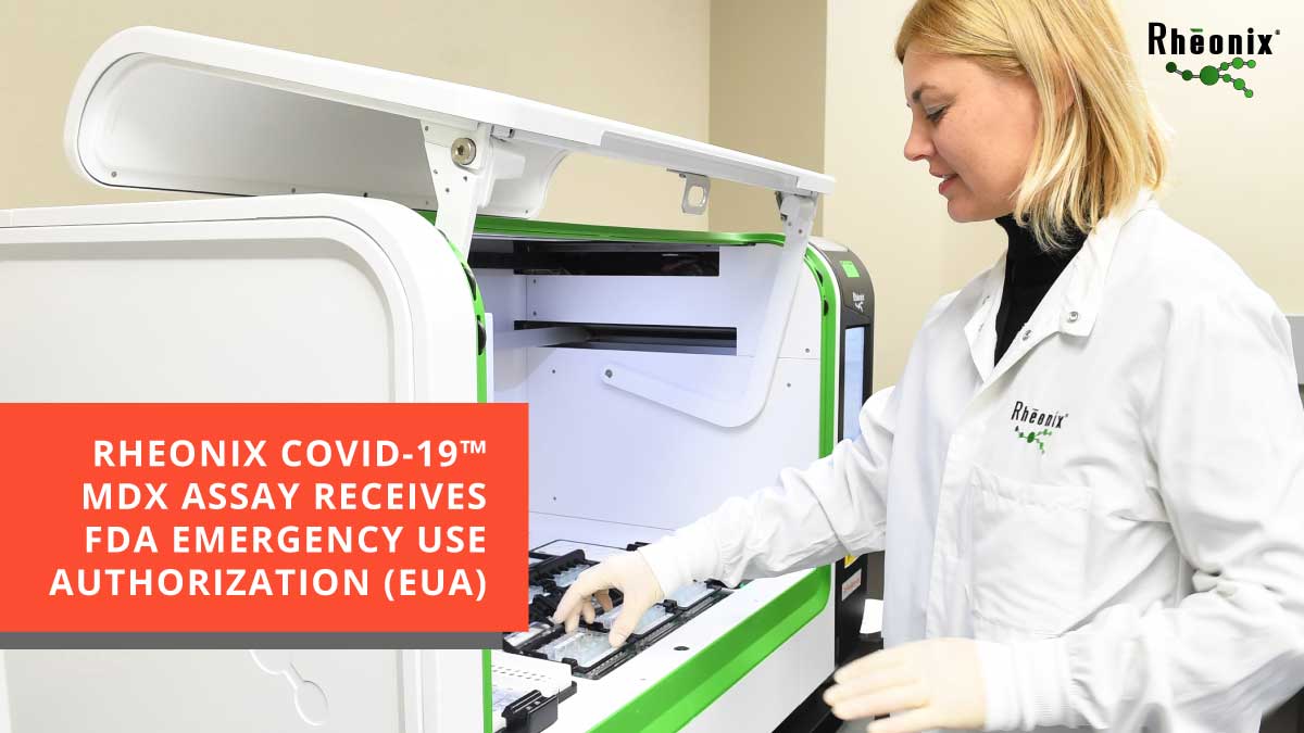 RheonixInc's tweet photo. The @US_FDA has granted Emergency Use Authorization for the Rheonix COVID-19™ MDx Assay. The fully automated test enables same-day detection of SARS-CoV-2 at high-need local and regional hospital labs. https://t.co/NOYxa4a03U #COVID19 https://t.co/lKYiry1zqQ