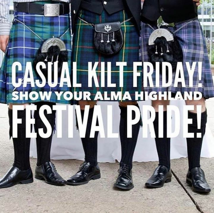 almahfandgames's tweet photo. Although we won’t gather face to face this year, let’s show that Scottish pride. Grab your kilt and plan for casual kilt Friday’s in May! Post your picture and tag us. #casualkiltfriday #kiltpride #almahighlandfestival #inthemiddleofeverything #almamichigan https://t.co/2gATV9qImg