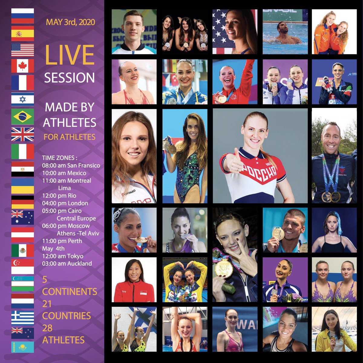 inside_synchro's tweet photo. Don’t miss the first-ever worldwide workout with some of the best athletes of our sport for a virtual training session on Sunday, May 3 at 5:00 p.m. (17h) Central European.

The workout will be streamed LIVE on our YouTube channel for everybody to watch (https://t.co/br896uTNoX) https://t.co/ZVzAe8vJGg