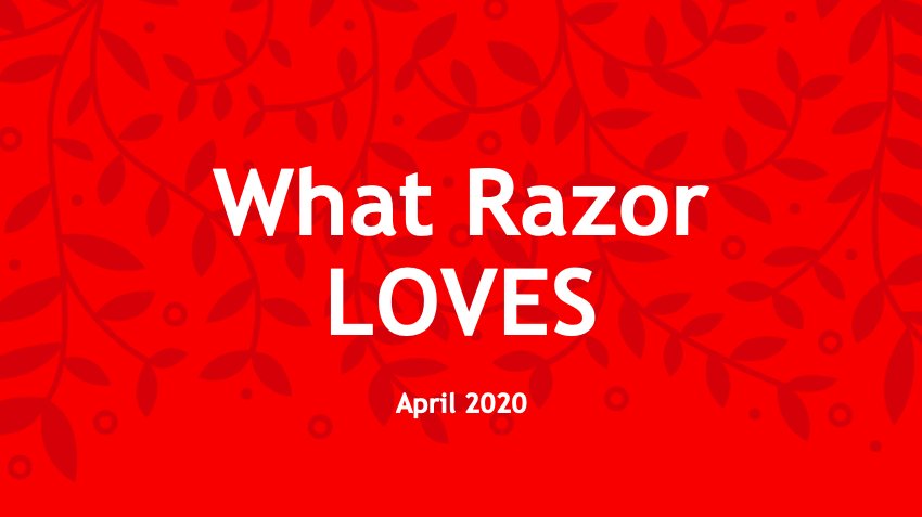 RazorResearch's tweet image. At Razor, so many different things influence our thinking that we decided to share them with the world each month. Here are our April faves - lockdown style.
razorresearch.co.uk/what-razor-lov…

#RazorLOVES #RazorBlog #bloggyblog #WeThink #influences #MRX #RazorWFH #RazorResearch