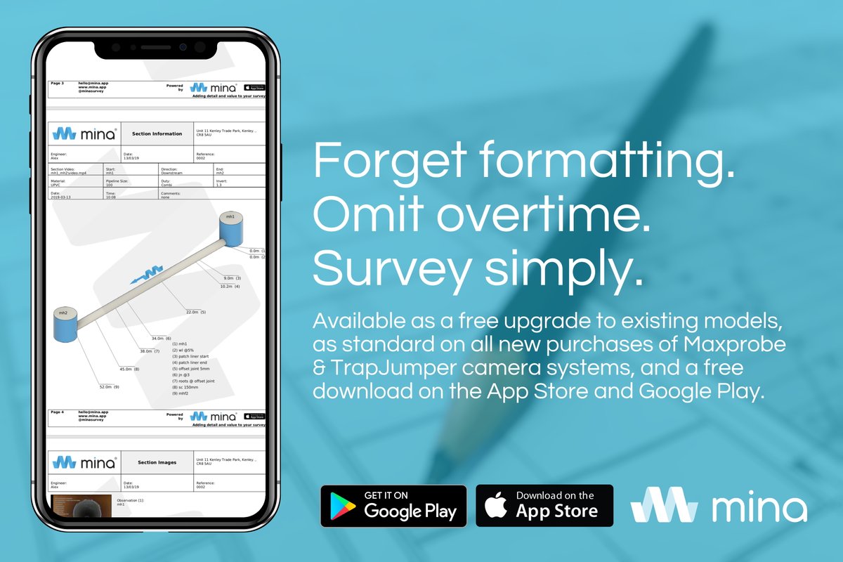 With mina we have looked to change and improve the way #drainage survey results are generated and communicated to customers. So we made automatically formatted reports!

WATCH: youtube.com/watch?v=8n6yik…
iOS DOWNLOAD: apps.apple.com/gb/app/mina/id…
ANDROID DOWNLOAD: play.google.com/store/apps/det…