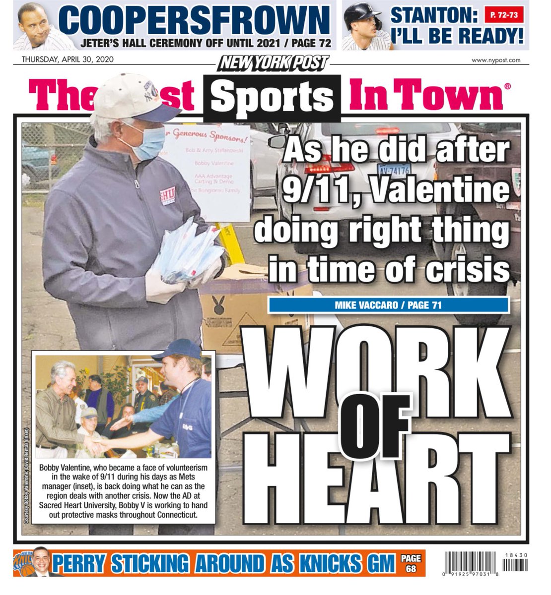 jrstark3's tweet photo. My alma mater @sacredheartuniv makes the back page of @nypost thanks to Bobby V being Bobby V! #SHUpride #GoHeart https://t.co/7s4diiS5bx