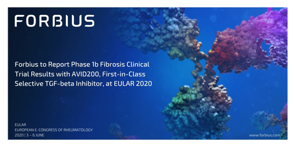 Forbius_'s tweet photo. Forbius to report first clinical data in #fibrosis with first-in-class selective #TGFbeta inhibitor at #EULAR2020 #biotech #pharmaceuticals #scleroderma #Austin #Montreal 

 https://t.co/hlBk84ZhOq https://t.co/UVnpB9r8Is
